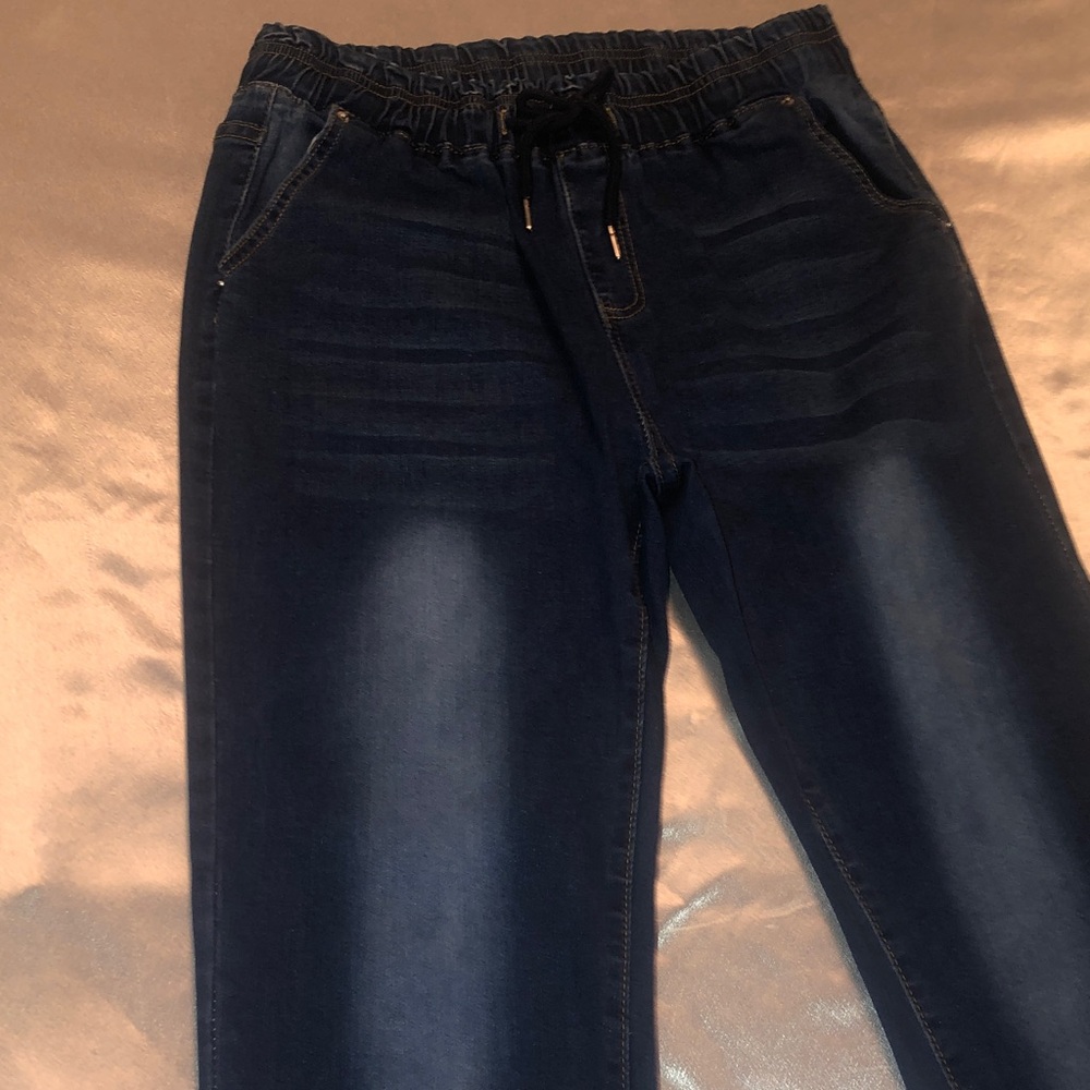 Dark Blue Bleached Denim Jeans (NWOT)